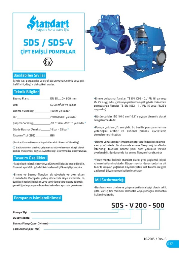 SDS/ SDS-V Çift Emişli Pompalar